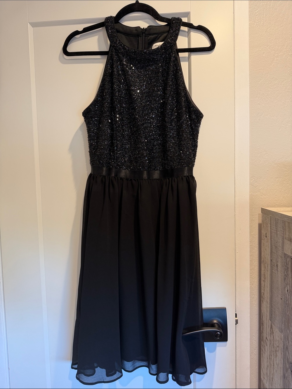 Black Sparkle Halter Dress